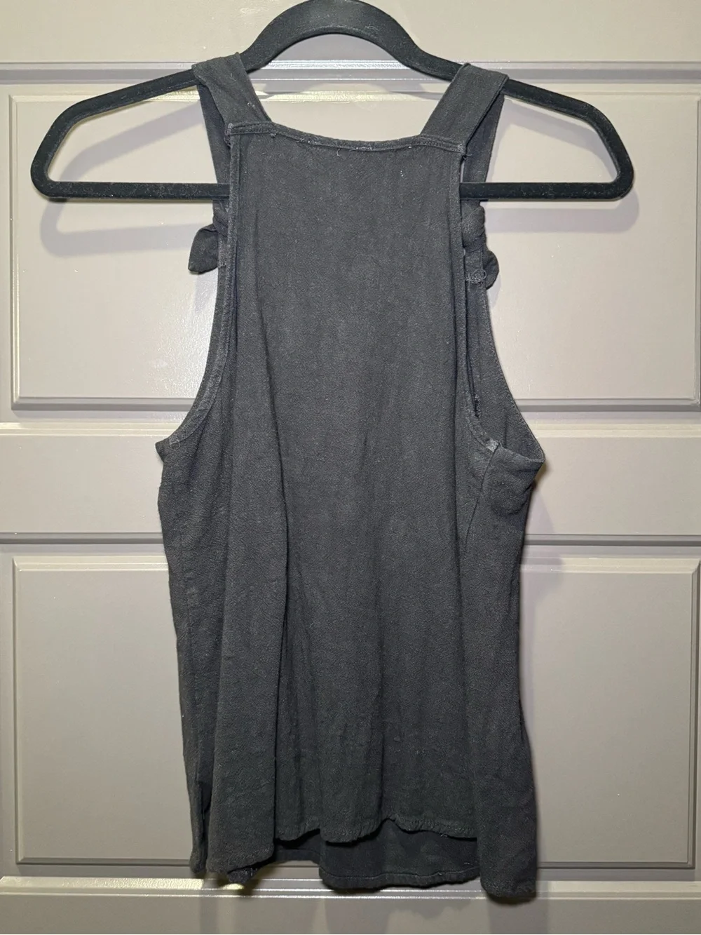 Knot-Shoulder Black Tank Top